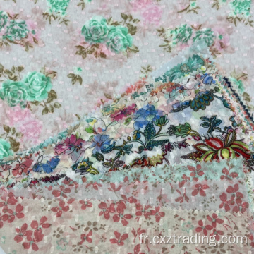 Modèle de fleurs Jacquard Textile en mousseline de mousseline 100% polyester